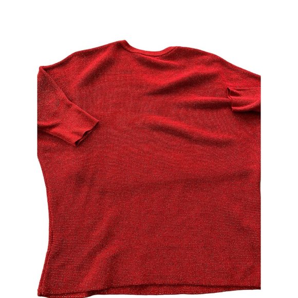 Ellen Tracy Sweater Womens 2XL 3/4 Dolman Sleeve V Neck Tunic Pullover Dark Pink - Picture 7 of 8